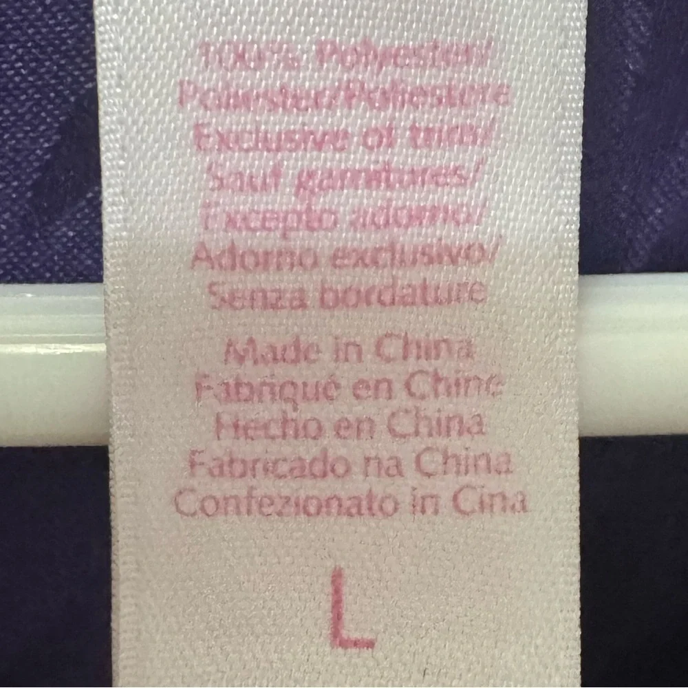Oscar De La Renta Pink Label Purple Satin Pajama Set Size Large